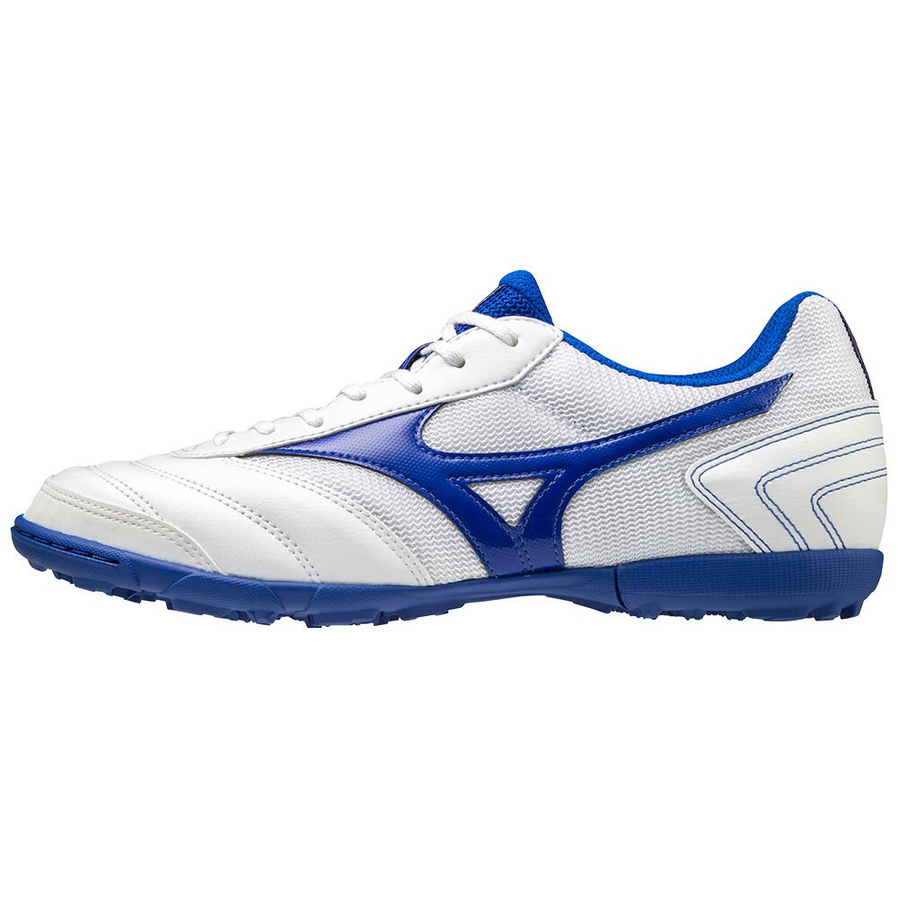 Chuteiras Mizuno MRL Sala Club TF - Mulher - Branco/Azuis - SMLGV3046